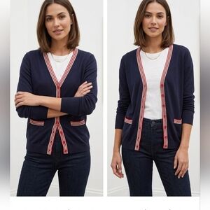 Tommy Hilfiger Navy Blue Cardigan with Silk & Cotton Blend